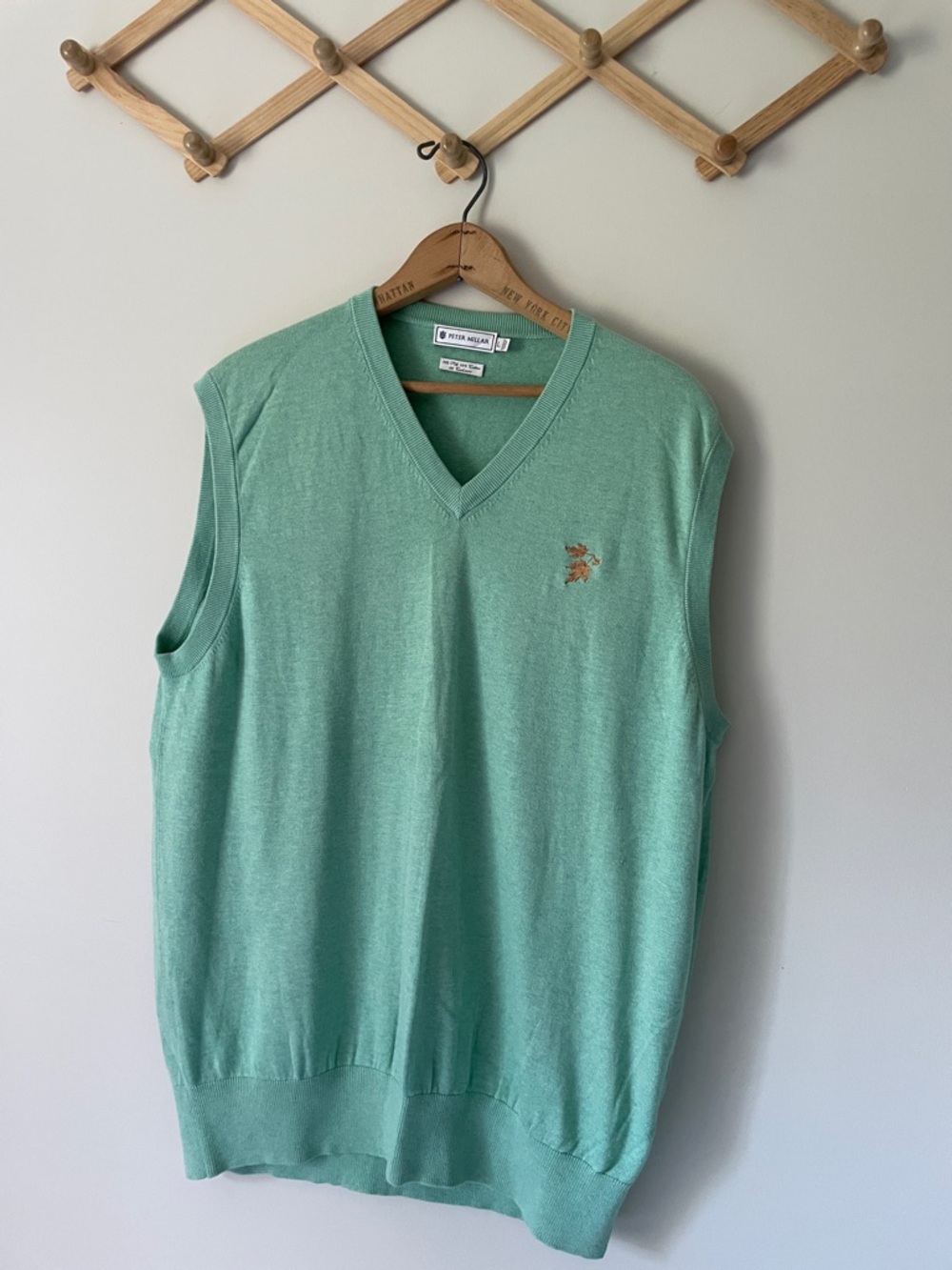 Peter Millar Mint Green V-Neck Sweater Vest, golf, silk, cashmere fabric, cotton
